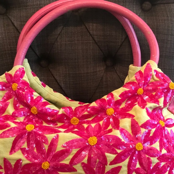 Rare 🌸 fuchsia sequin SANTI medium hobo summer bag - Picture 2 of 7